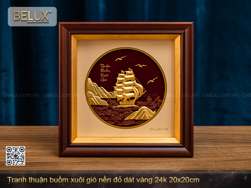 Tranh Thuyền Vàng Khải Hoàn  dát vàng 24k kt 20x20cm&nbsp;